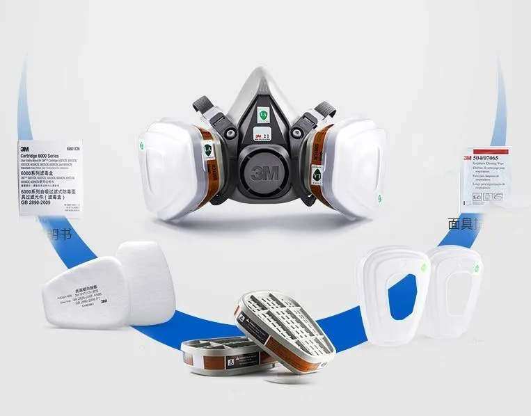 9 in 1 Anzug 3M Halbgesichts-Gasmaske Atemschutzmaske Malen Sprühen Staubmaske 6200 N95 PM2.5 Gasmaske