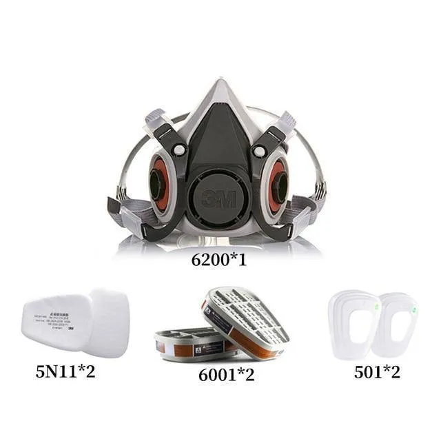 3M 6200-Gasmaske mit 3M 6001-Atemschutzmaske für organische Dampffilterpatronen