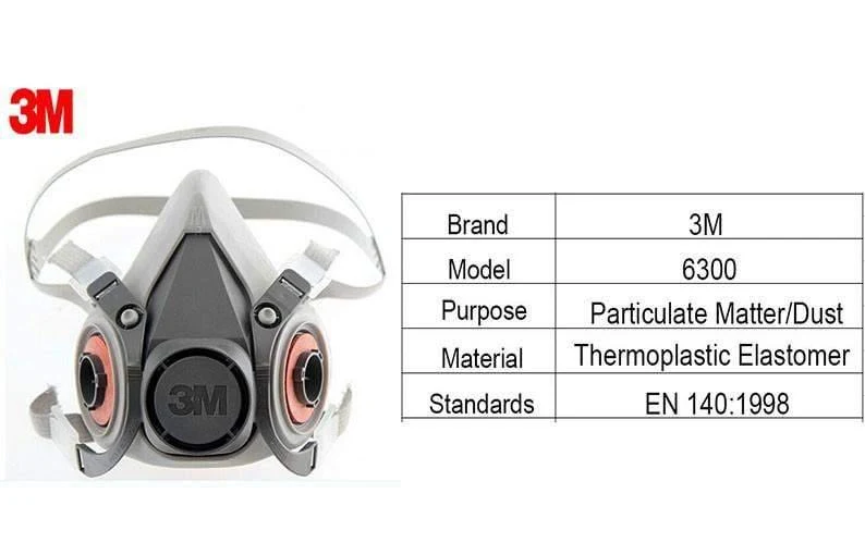 3M 6300 Wiederverwendbare halbe Gesichtsmaske Respirator Wartungsarm Einfache LT3 Leichte 017M-Schablonen-Gesichtsgasmaske Griff