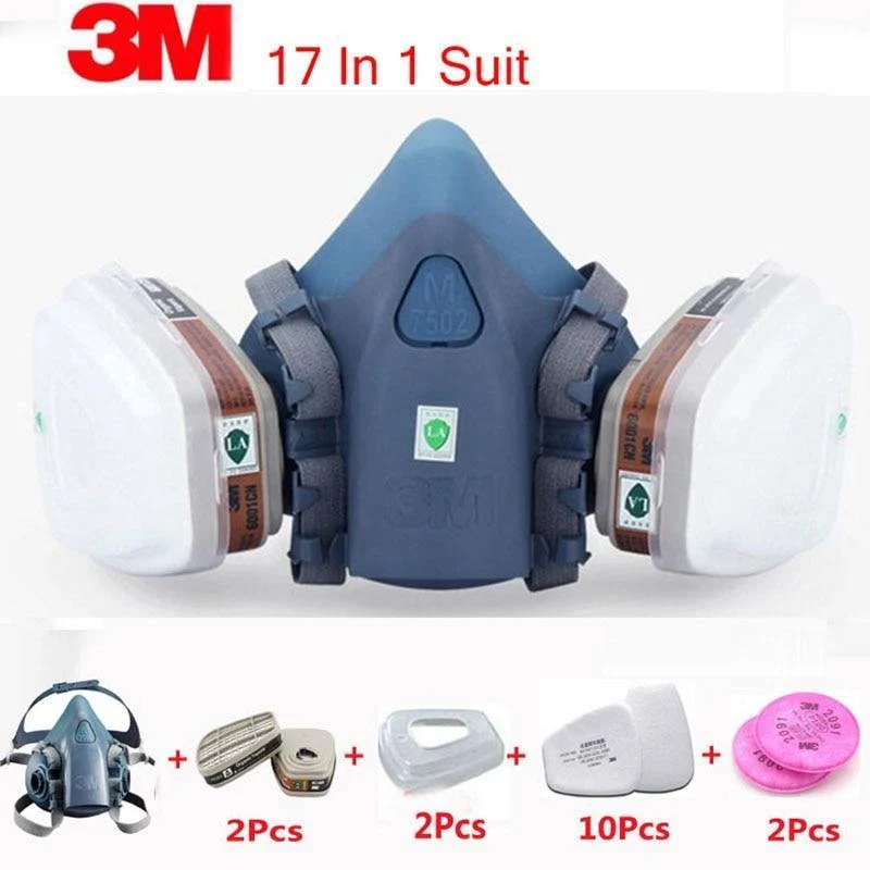 3M 7502 Atemschutzmaske 17 in 1 Anzug Industrie Malerei Spray Staub Gasmaske mit 3M 501 5N11 6001CN Chemcial Halbgesichtsmaske