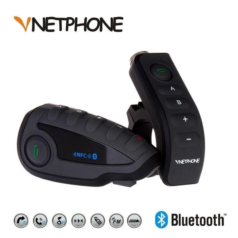 V8 Intercom 5-Way Bluetooth Motorradausrüstung Helm Headset FM Stereo MP3 NFC Fernbedienung Unterstützung Smartphone