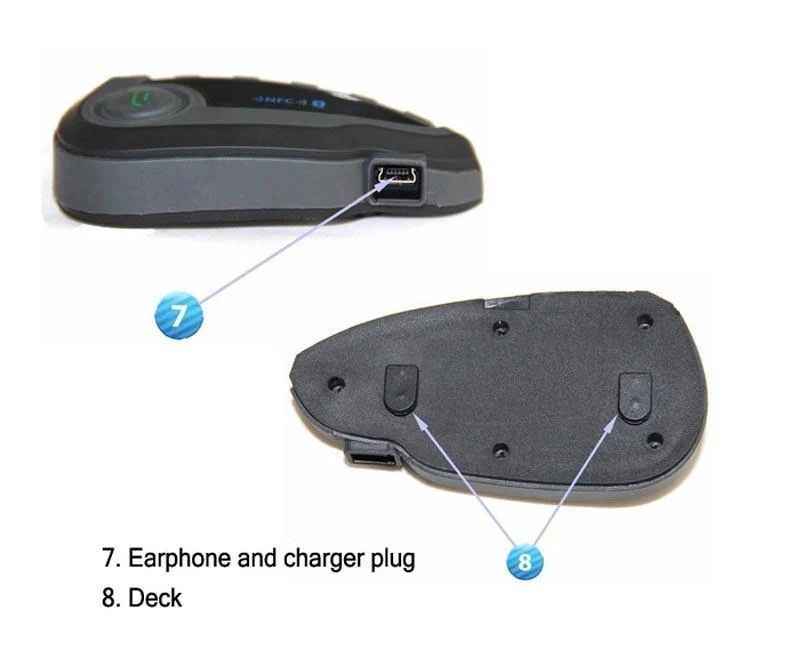 V8 Intercom 5-Way Bluetooth Motorradausrüstung Helm Headset FM Stereo MP3 NFC Fernbedienung Unterstützung Smartphone