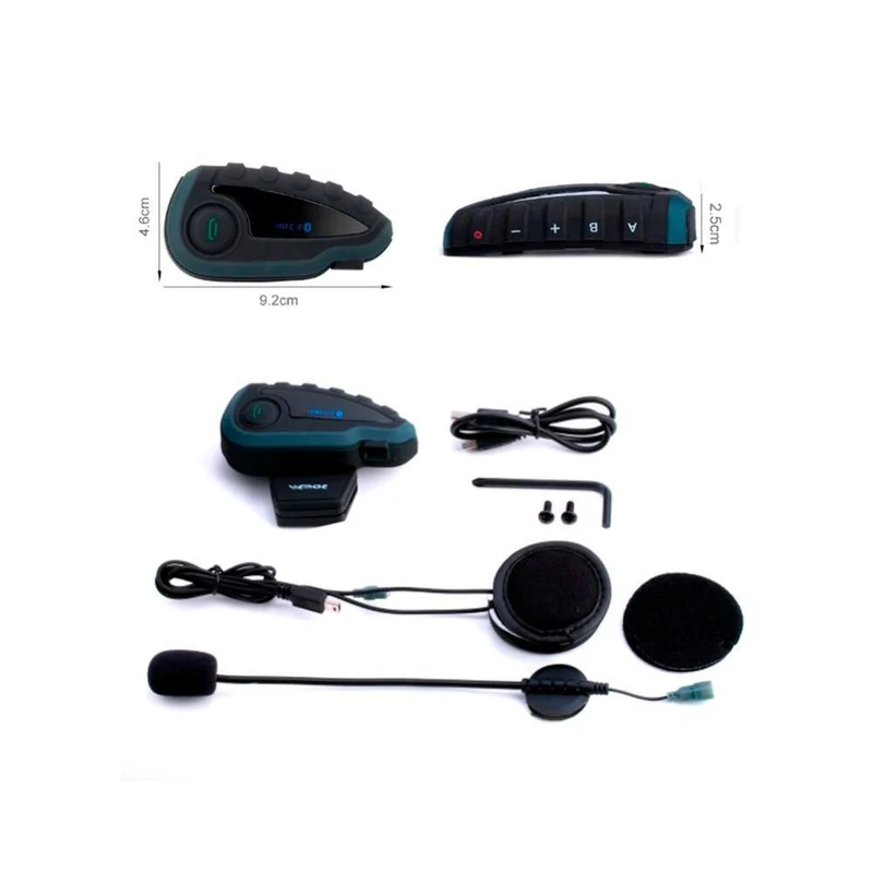 V8 Intercom 5-Way Bluetooth Motorradausrüstung Helm Headset FM Stereo MP3 NFC Fernbedienung Unterstützung Smartphone