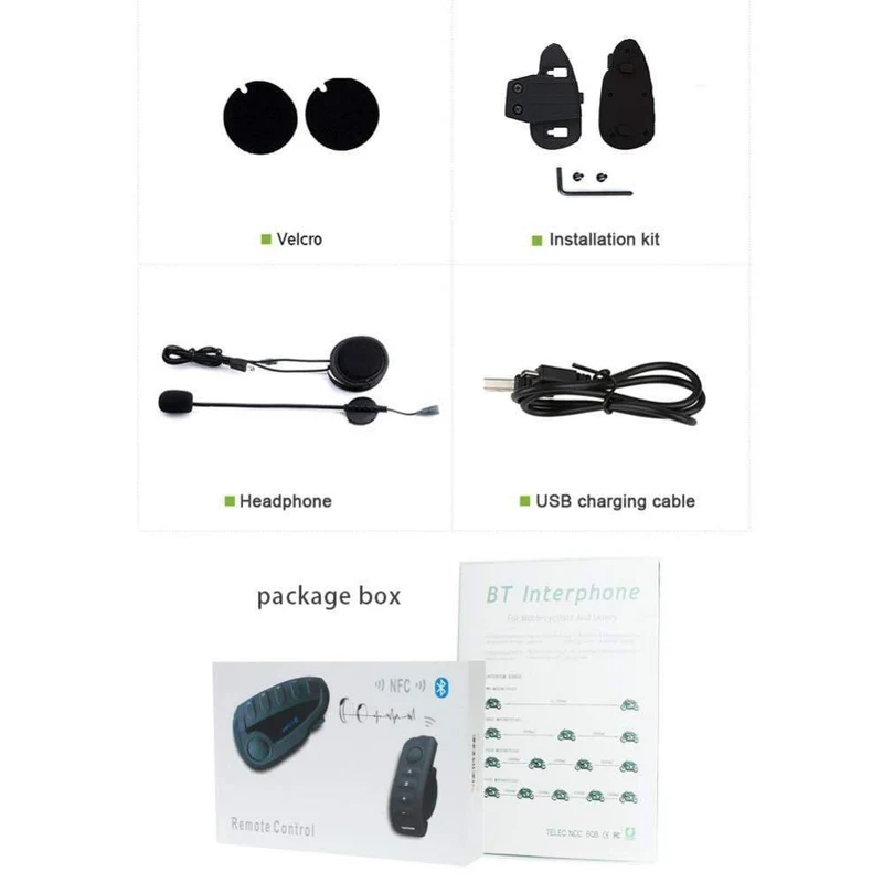 V8 Intercom 5-Way Bluetooth Motorradausrüstung Helm Headset FM Stereo MP3 NFC Fernbedienung Unterstützung Smartphone