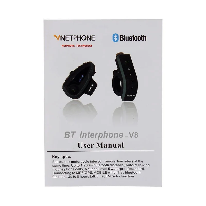 V8 Intercom 5-Way Bluetooth Motorradausrüstung Helm Headset FM Stereo MP3 NFC Fernbedienung Unterstützung Smartphone