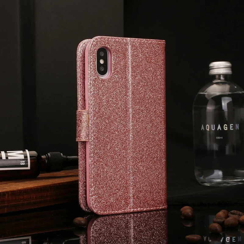 Lederhülle Diamant Strass Hülle für iPhone X XS Max XR Hülle Flip Wallet iPhone 6 6S 7 8 Plus Handyhülle