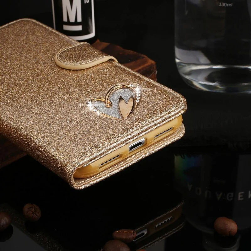 Lederhülle Diamant Strass Hülle für iPhone X XS Max XR Hülle Flip Wallet iPhone 6 6S 7 8 Plus Handyhülle