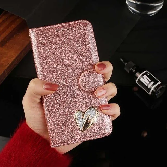 Lederhülle Diamant Strass Hülle für iPhone X XS Max XR Hülle Flip Wallet iPhone 6 6S 7 8 Plus Handyhülle