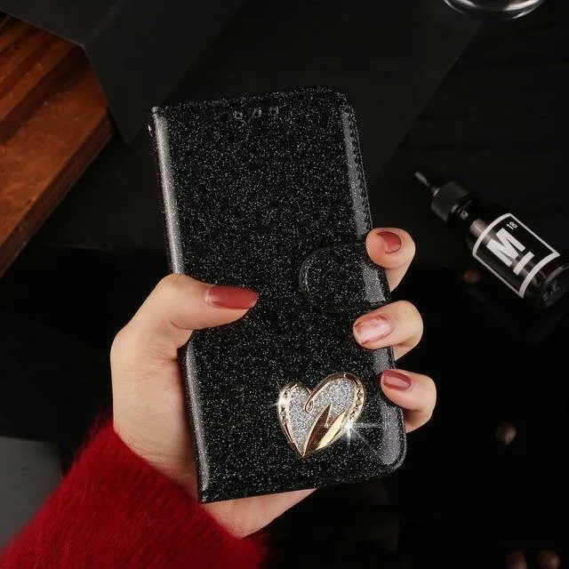 Lederhülle Diamant Strass Hülle für iPhone X XS Max XR Hülle Flip Wallet iPhone 6 6S 7 8 Plus Handyhülle