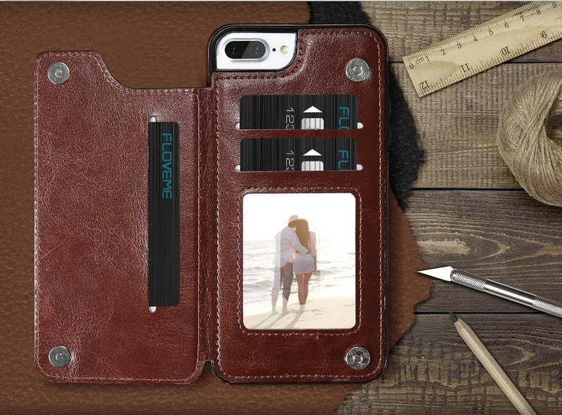 Retro PU Ledertasche für iPhone X 6 6s 7 8 Plus XS 5S SE Multi-Kartenhalter Telefonhüllen für iPhone XS Max XR 10 Abdeckung