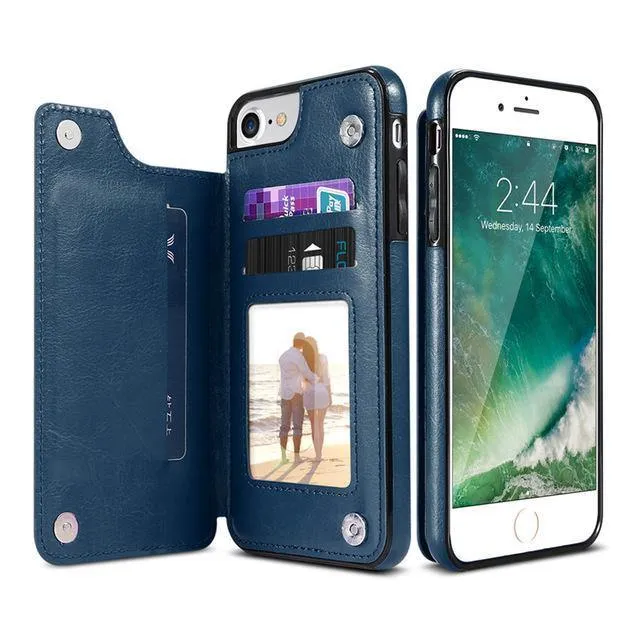 Retro PU Ledertasche für iPhone X 6 6s 7 8 Plus XS 5S SE Multi-Kartenhalter Telefonhüllen für iPhone XS Max XR 10 Abdeckung