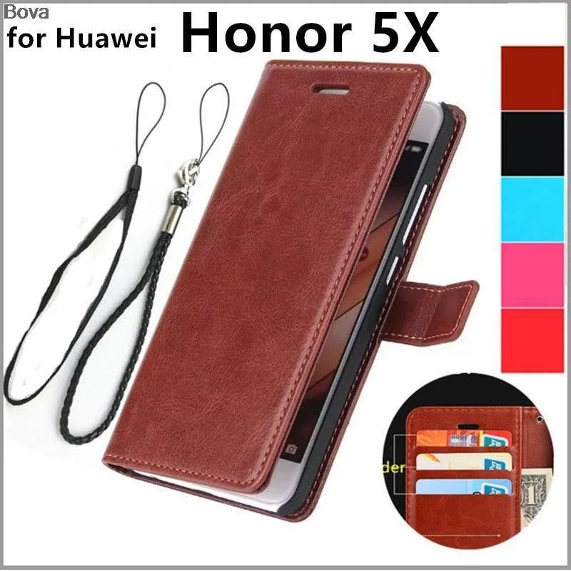 Huawei Honor 5X Kartenhalter-Abdeckung für Huawei Honor 5X Leder-Telefonhülle ultradünne Brieftasche Flip-Cover