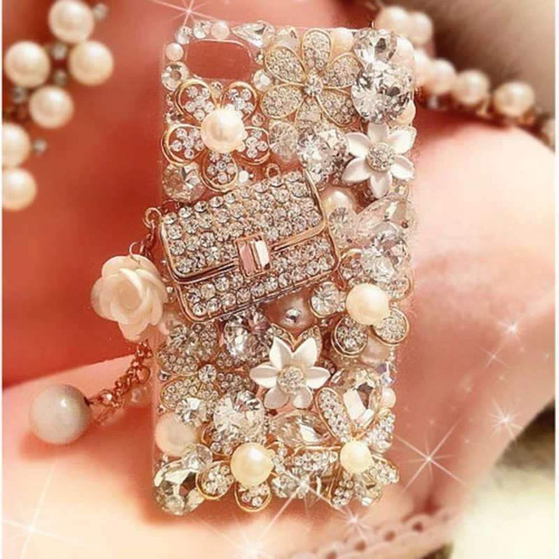 Schöne Bling Kristall Diamanten Strass 3D Steine ​​Harte Rückseitige Abdeckung für iphone 7/5/5S für Samsung Galaxy S5 6 7 EDGE
