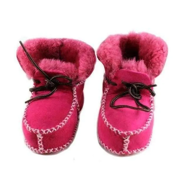 Genuine Leather baby shoes boots infants warm shoes fur wool girls baby booties Sheepskin boy baby