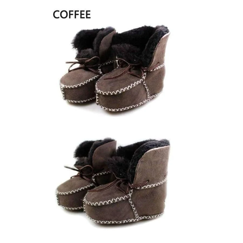 Genuine Leather baby shoes boots infants warm shoes fur wool girls baby booties Sheepskin boy baby