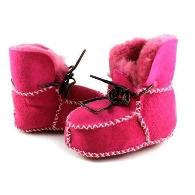 Genuine Leather baby shoes boots infants warm shoes fur wool girls baby booties Sheepskin boy baby