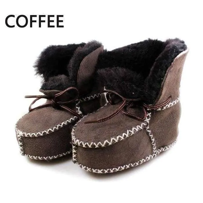 Genuine Leather baby shoes boots infants warm shoes fur wool girls baby booties Sheepskin boy baby