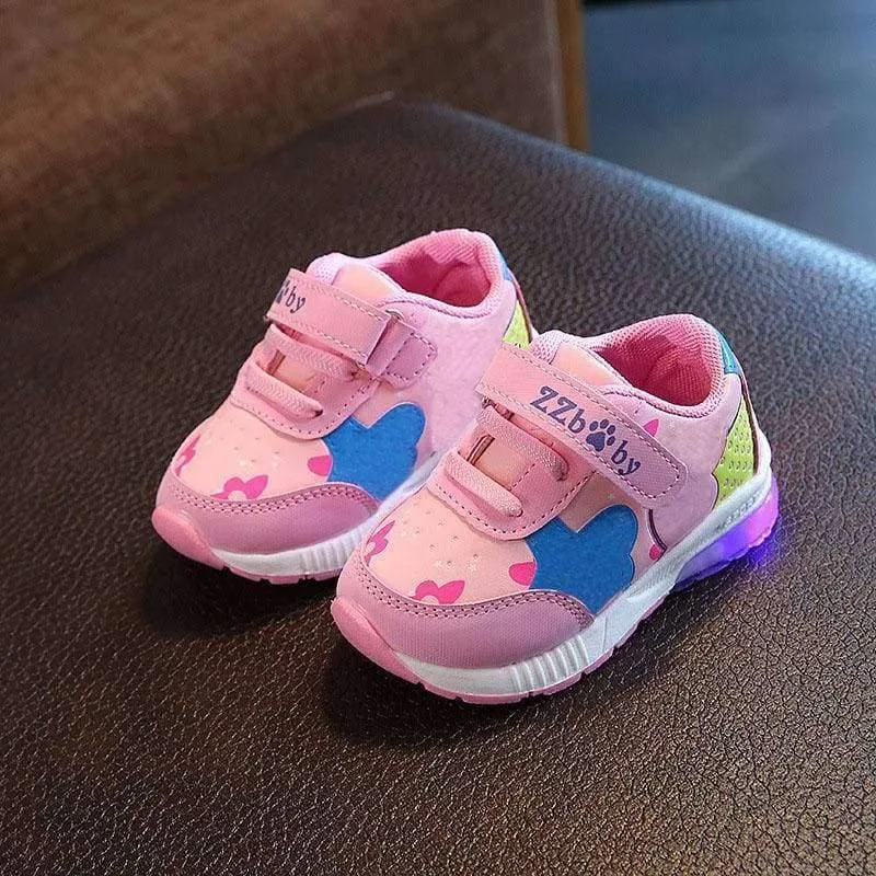 LED shoes children Hook^Loop cool excellent baby sneakers lighting up girls boys shoes glowing footwear