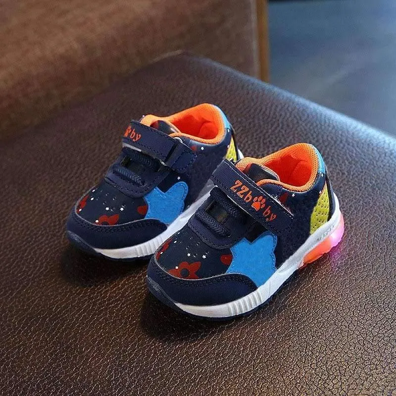 LED shoes children Hook^Loop cool excellent baby sneakers lighting up girls boys shoes glowing footwear