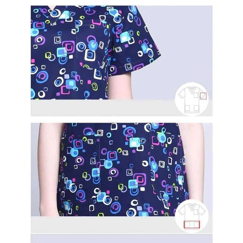 Krankenhauskleidung Mann Frau Medizin Peeling Top V-Ausschnitt Druckfarbe Pet Doctors Operation Top Uniformen Top und Hose 2pcs