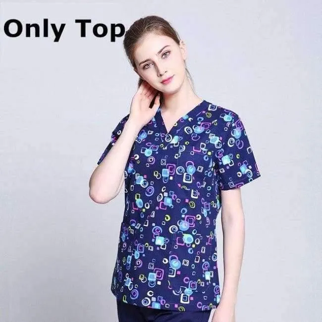 Krankenhauskleidung Mann Frau Medizin Peeling Top V-Ausschnitt Druckfarbe Pet Doctors Operation Top Uniformen Top und Hose 2pcs