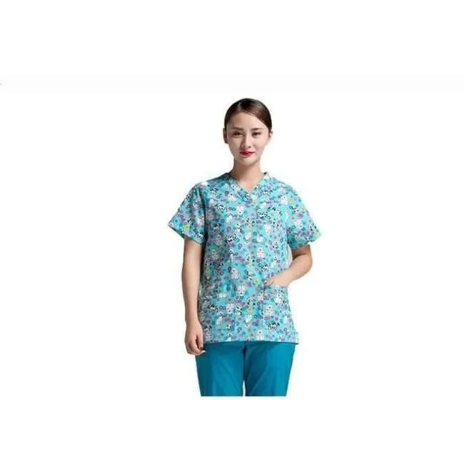 Krankenhauskleidung Mann Frau Medizin Peeling Top V-Ausschnitt Druckfarbe Pet Doctors Operation Top Uniformen Top und Hose 2pcs