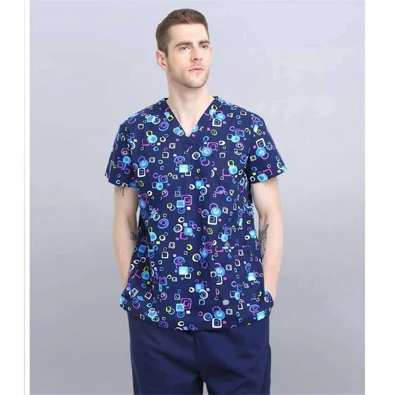 Krankenhauskleidung Mann Frau Medizin Peeling Top V-Ausschnitt Druckfarbe Pet Doctors Operation Top Uniformen Top und Hose 2pcs