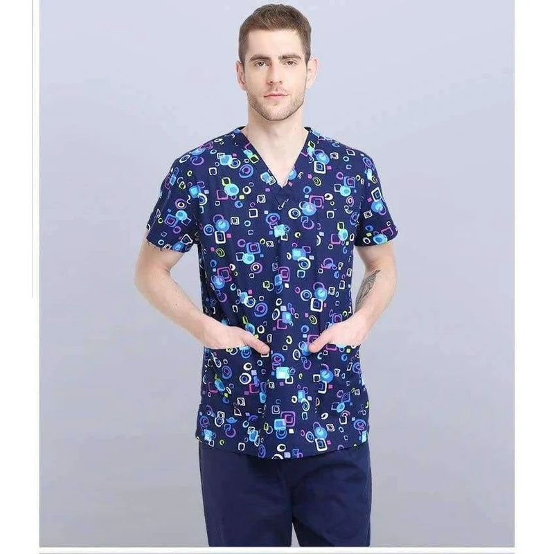 Krankenhauskleidung Mann Frau Medizin Peeling Top V-Ausschnitt Druckfarbe Pet Doctors Operation Top Uniformen Top und Hose 2pcs