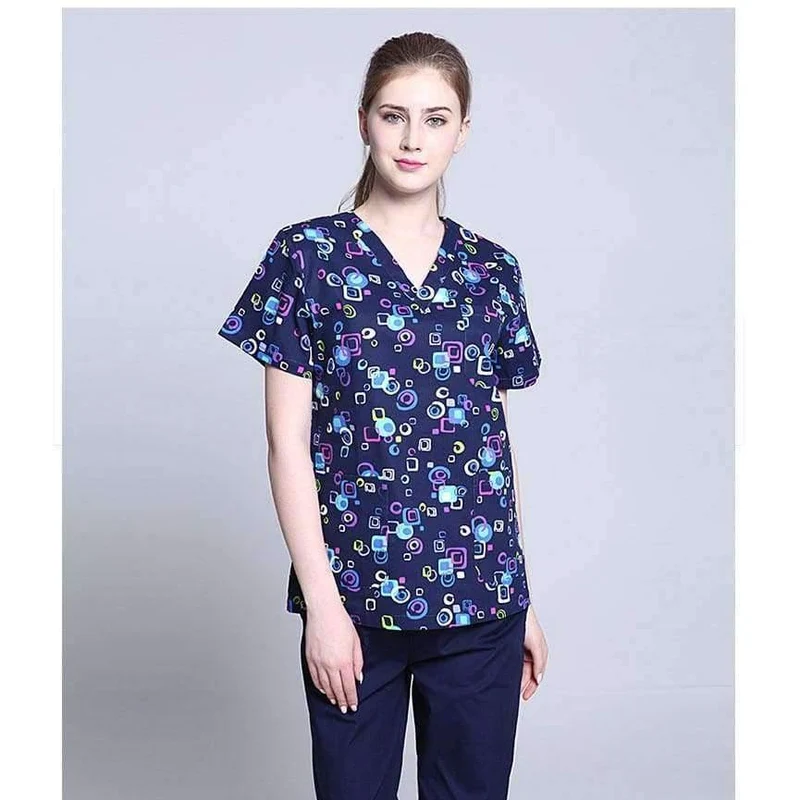 Krankenhauskleidung Mann Frau Medizin Peeling Top V-Ausschnitt Druckfarbe Pet Doctors Operation Top Uniformen Top und Hose 2pcs