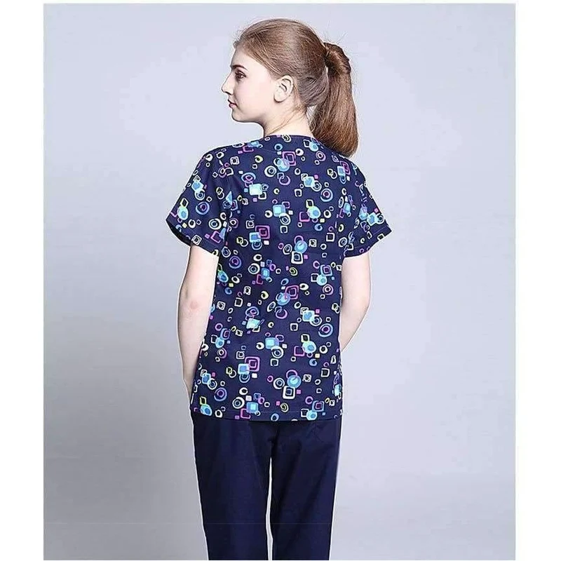 Krankenhauskleidung Mann Frau Medizin Peeling Top V-Ausschnitt Druckfarbe Pet Doctors Operation Top Uniformen Top und Hose 2pcs