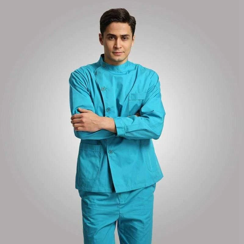 Krankenschwester Anzug Split-Anzug mit langen Ärmeln Männer und Frauen Stehkragen weißen Mantel Langarm Slim Zahnmedizin Uniformen Arzt Kleidung