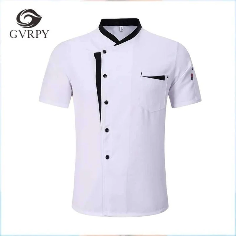 M-3XL Hohe Qualität Großhandel Unisex Küchenherd Chef Uniformen Bäckerei Food Service Kurzarm Atmungsaktive Kochjacke & Schürze