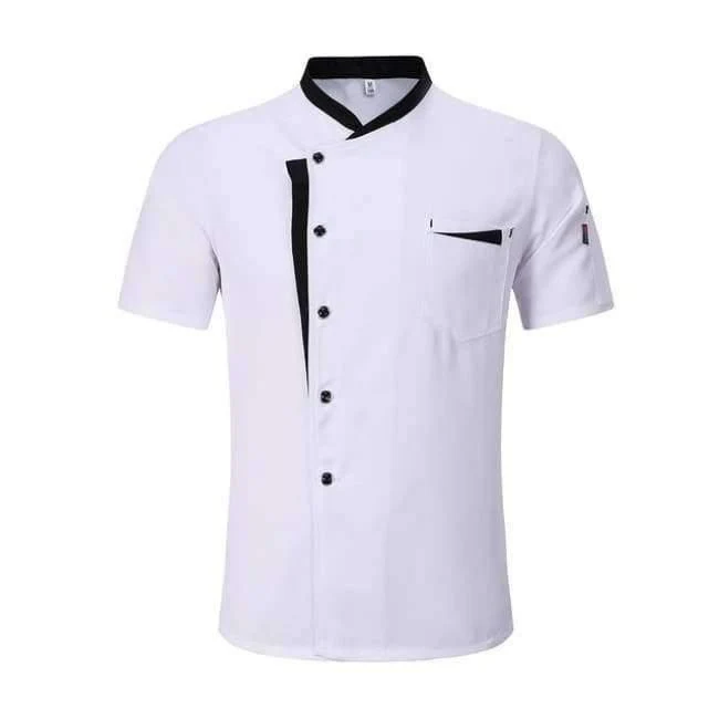 M-3XL Hohe Qualität Großhandel Unisex Küchenherd Chef Uniformen Bäckerei Food Service Kurzarm Atmungsaktive Kochjacke & Schürze