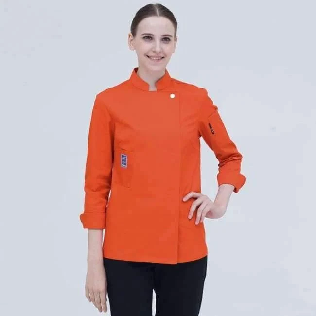 Langarm-Kochjacke für den Lebensmittelservice, professionelle Chefkoch-Uniform für Restaurant, Hotel, Küche, graue Kochuniform, Kochmantel B-6260