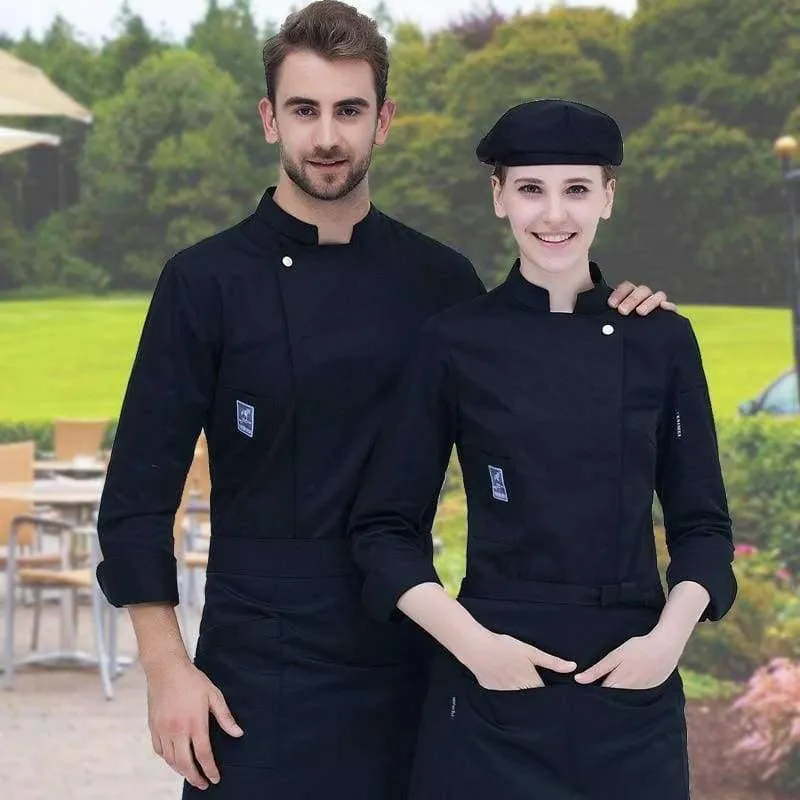 Langarm-Kochjacke für den Lebensmittelservice, professionelle Chefkoch-Uniform für Restaurant, Hotel, Küche, graue Kochuniform, Kochmantel B-6260