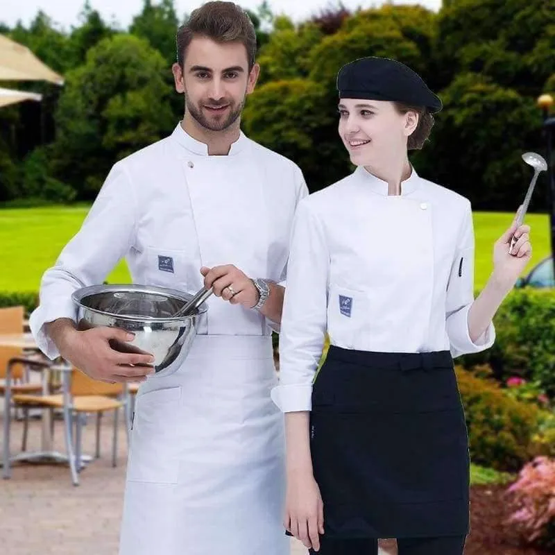 Langarm-Kochjacke für den Lebensmittelservice, professionelle Chefkoch-Uniform für Restaurant, Hotel, Küche, graue Kochuniform, Kochmantel B-6260