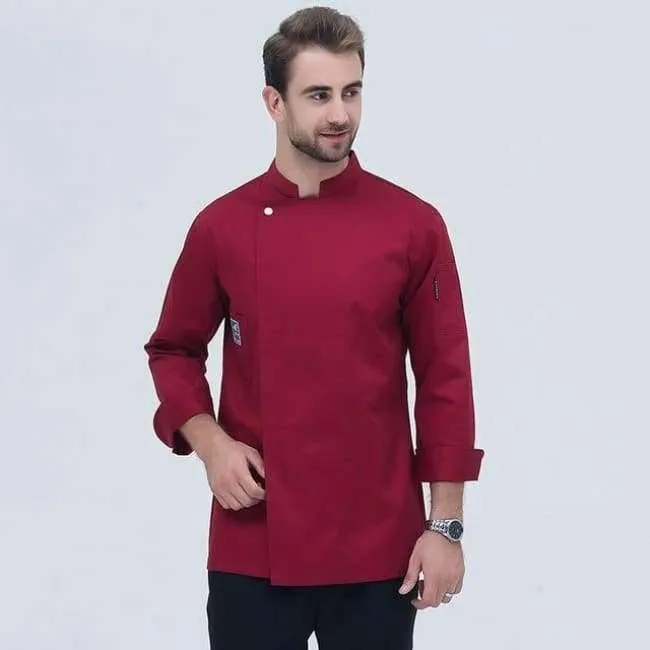 Langarm-Kochjacke für den Lebensmittelservice, professionelle Chefkoch-Uniform für Restaurant, Hotel, Küche, graue Kochuniform, Kochmantel B-6260