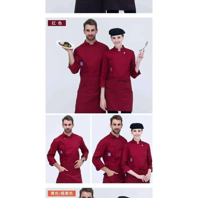 Langarm-Kochjacke für den Lebensmittelservice, professionelle Chefkoch-Uniform für Restaurant, Hotel, Küche, graue Kochuniform, Kochmantel B-6260