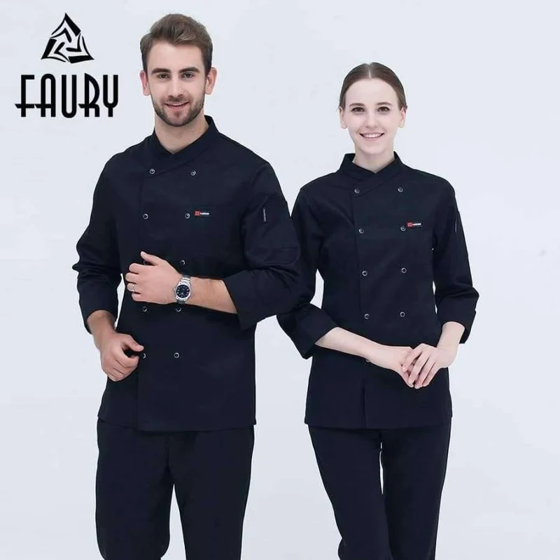 Schwarz Langarm Master Cook Arbeitskleidung Restaurant Hotel BBQ Küche Hochwertige Arbeitskleidung Kleidung Food Service Chef Tops