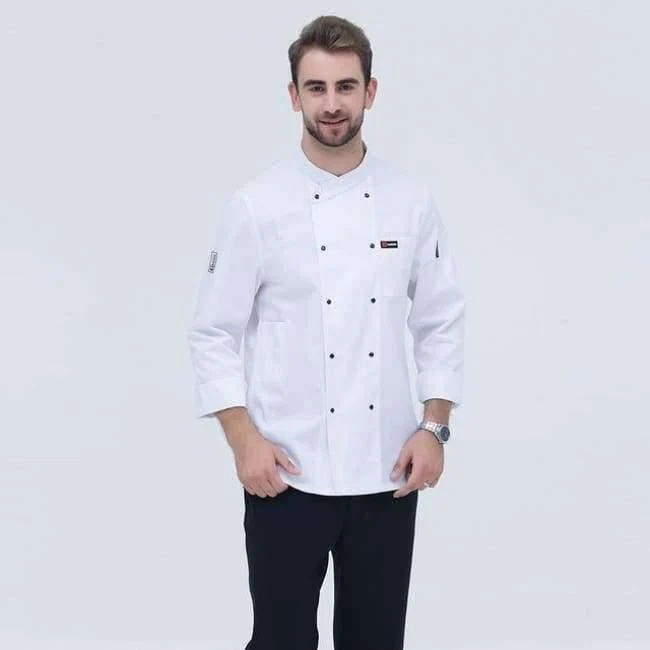 Schwarz Langarm Master Cook Arbeitskleidung Restaurant Hotel BBQ Küche Hochwertige Arbeitskleidung Kleidung Food Service Chef Tops