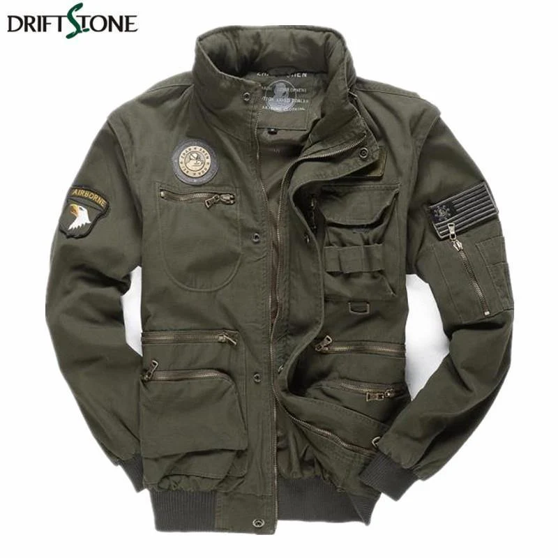 Aeronautica Militare Bomber Jacket Men Abnehmbare Ärmel Tactical Military Uniform Coat
