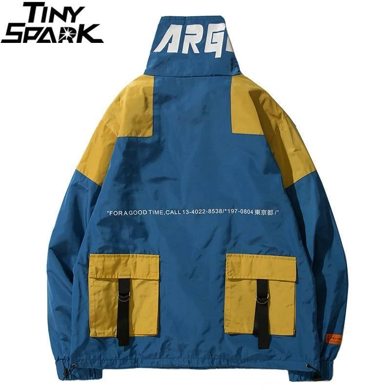 Windjacke Männer Japan Multi Taschen Jacke Mantel Retro Vintage Casual Track Jacke Streetwear