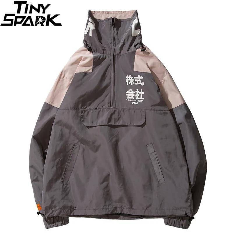 Windjacke Männer Japan Multi Taschen Jacke Mantel Retro Vintage Casual Track Jacke Streetwear