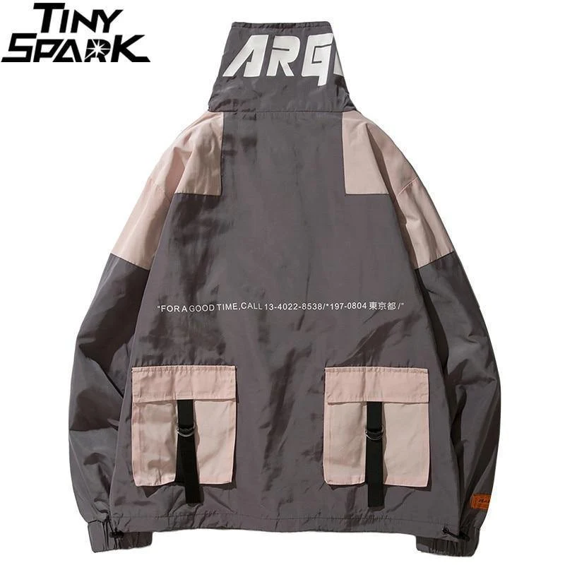 Windjacke Männer Japan Multi Taschen Jacke Mantel Retro Vintage Casual Track Jacke Streetwear