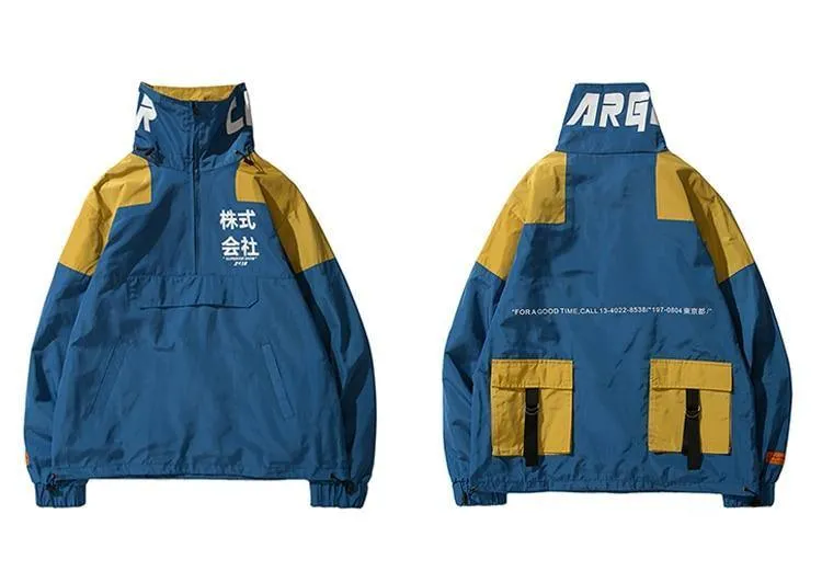 Windjacke Männer Japan Multi Taschen Jacke Mantel Retro Vintage Casual Track Jacke Streetwear