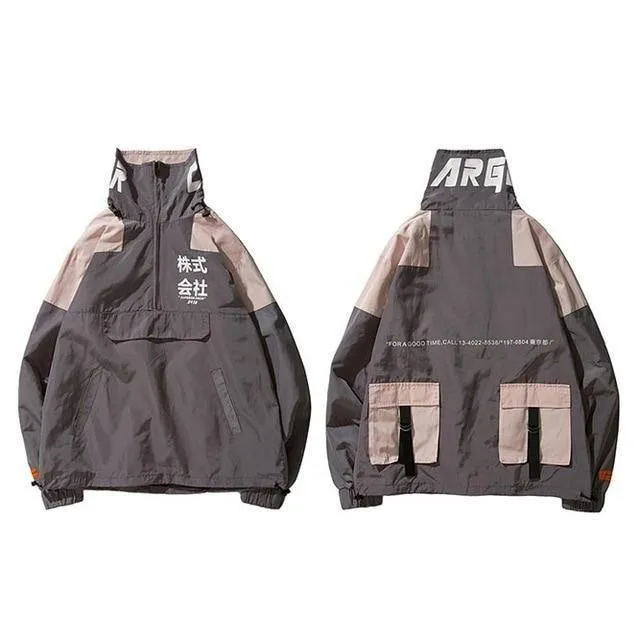 Windjacke Männer Japan Multi Taschen Jacke Mantel Retro Vintage Casual Track Jacke Streetwear