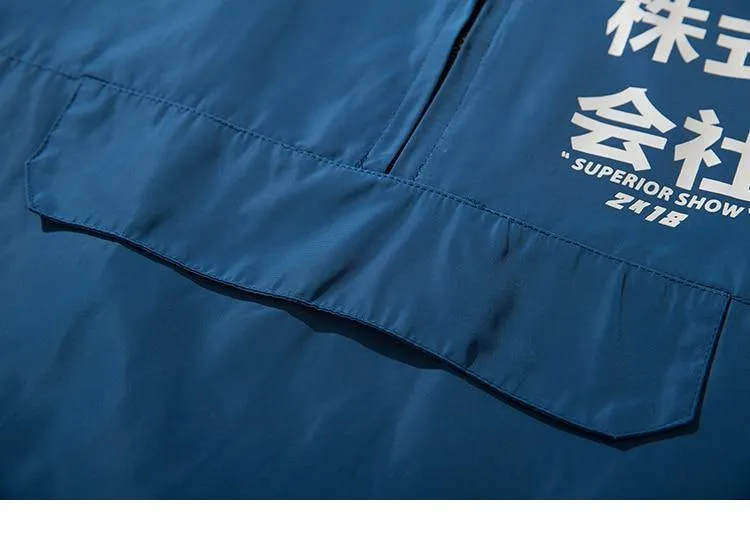 Windjacke Männer Japan Multi Taschen Jacke Mantel Retro Vintage Casual Track Jacke Streetwear