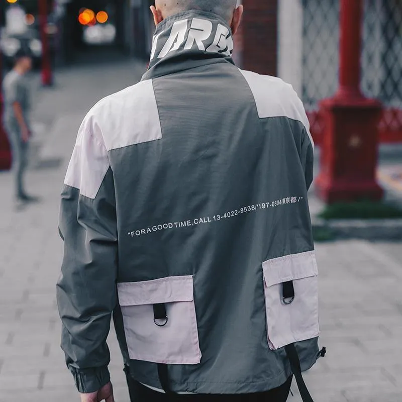 Windjacke Männer Japan Multi Taschen Jacke Mantel Retro Vintage Casual Track Jacke Streetwear