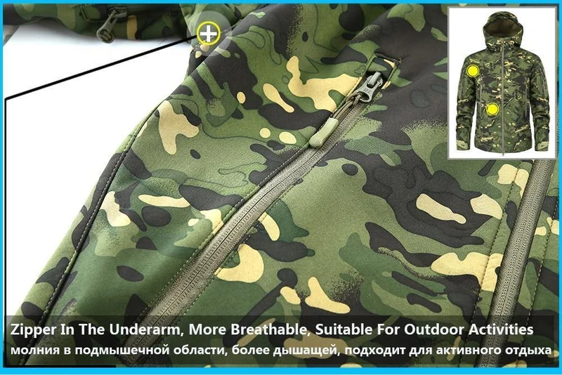 Herren Military Camouflage Fleece Jacke Army Tactical Clothing Multicam männliche Camouflage Windbreaker