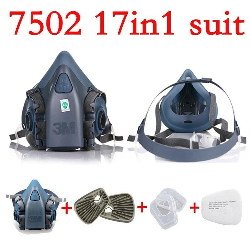 17 in 1 Atemschutzmaske 3M 7502 Gasmaske Spritzschutz Atemschutzmaske Staubmaske
